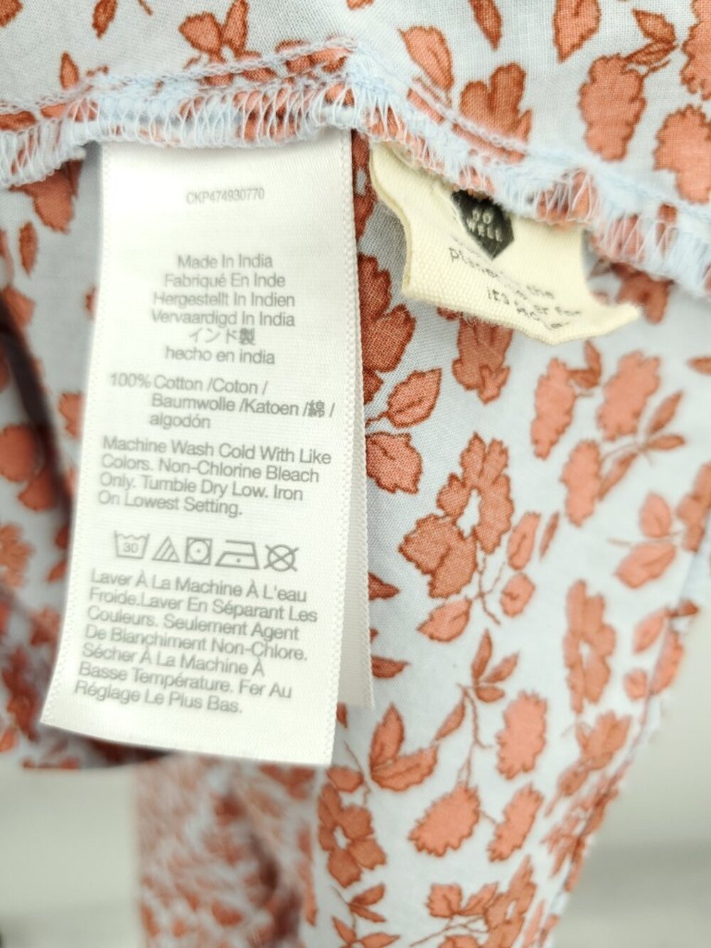 Madewell Fiore Floral Short Sleeve Cotton Wrap Dress XL Blue/Red-Orange Floral - Picture 14 of 15